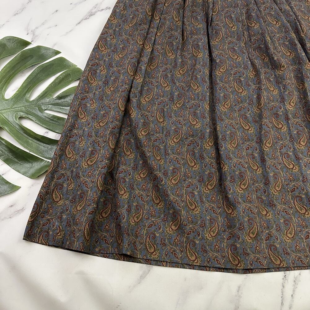 Patrick James Womens Vintage 80s Pleated Midi Skirt Size 14 Blue Red Paisley - Picture 11 of 11